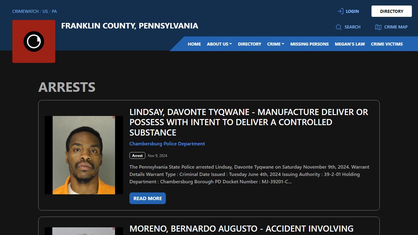 Arrests for Franklin County, Pennsylvania - CRIMEWATCH