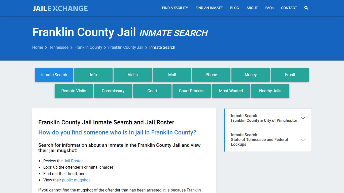 Inmate Search: Roster & Mugshots - Franklin County Jail, TN
