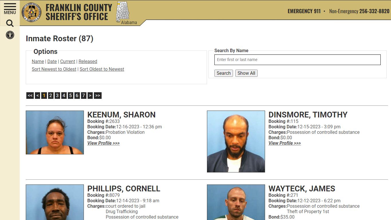 Inmate Roster - Current Inmates Booking Date Descending - Franklin ...